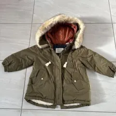 キッズ　ZARA オリーブグリーン ダウンコート 18-24ヶ月