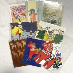 北欧 スウェーデン ポストカード 長くつ下のピッピ ダーラナホース 絵本 アート