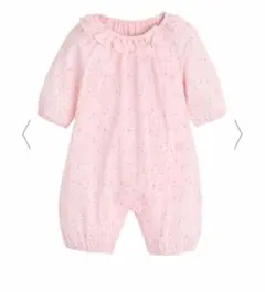 【moimoln】モイモルン 小花柄 七分袖ロンパース 70cm ピンク系