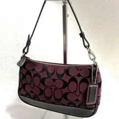 美品 COACH シグネチャー アクセサリーポーチ　ボルドー　6094 y2k
