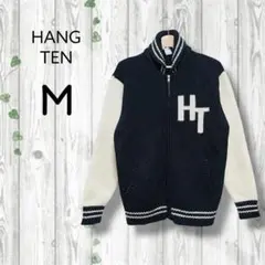 ハンテン　ウールニットブルゾン　セーター　ジャンパー　羽織り　黒　白