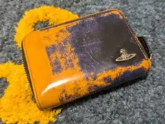 レザーコインケース ADVAN オレンジと紫