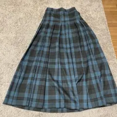 チェック　プリーツスカート M グリーンのサムネイル