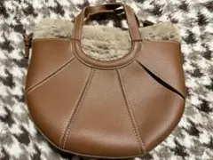 【値下不可】美品a.v.v 2wayファーバッグ　ショルダーバッグブラウン