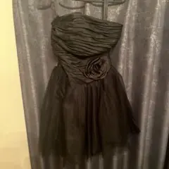 バラ付き ブラックショートドレス