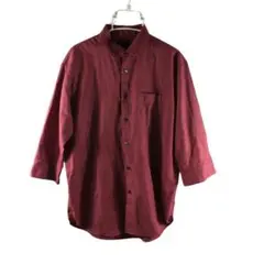 COMME CA ISM 七分袖 シャツ メンズ M ボルドー 無地　カジュアル