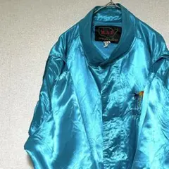 スカジャン ナイロンジャケット スタジャン ブルゾン エメラルドグリーン 光沢