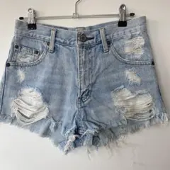 Moussy ダメージショートパンツ ライトブルー　M サイズ2