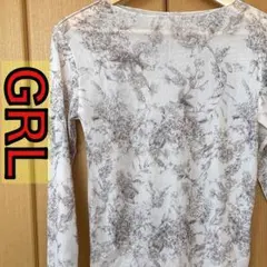 GRL グレイル 花柄シアートップス 花柄総柄 グレー DK971