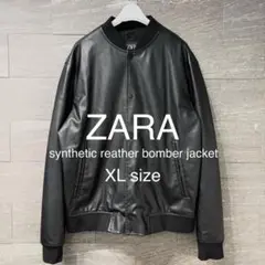 ZARA / ザラ ボンバージャケット XL シンセティックレザー BLACK