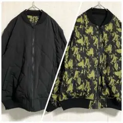 【2WAY】GLOSTER リバーシブル 中綿 MA-1 ブルゾン M 迷彩 黒