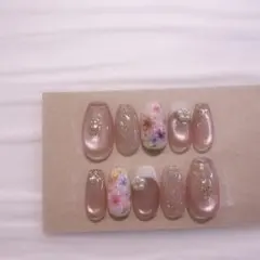 現品　ネイルチップ　フラッシュ　マグネット　フラワー　フレンチ