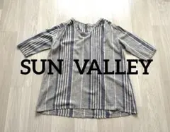サンバレー　SUN VALLEY リネン七分袖チュニック　ストライプのサムネイル