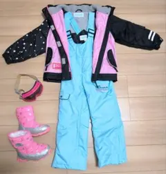 キッズ雪遊び4点セット　スキーウェア　ジャケット　ズボン　ゴーグル　スノーブーツ