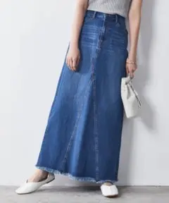 【新品タグ付き】CHIC STYLE リメイク風マキシデニムスカートLL