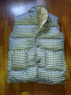 アクアスキュータム チェック柄 ノーカラーダウンベスト フリーサイズ