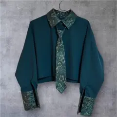 【未使用品】HARE ネクタイ　ショート　シャツ　ダークグリーン　レース