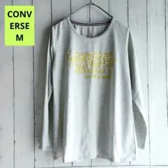 CONVERSE 長袖カットソーライトグレー グラフィックゴールドロゴTシャツMのサムネイル