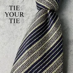 美品 TIE YOUR TIE セッテピエゲ ジャガード 小紋柄 ネクタイ 紺