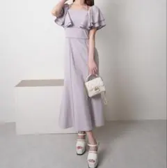 LIP SERVICEラッフルスリーブパイピングマーメイドワンピース ラベンダー
