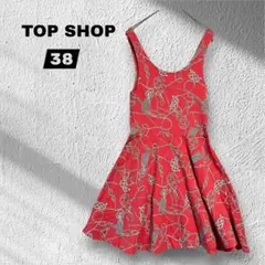 【TOPSHOP】ノースリーブワンピース ロープ＆タッセル柄/ストレッチ/38のサムネイル