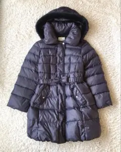 S*O様 組曲 Aライン パイピング ファーフード ダウンコート 150 ネイビ