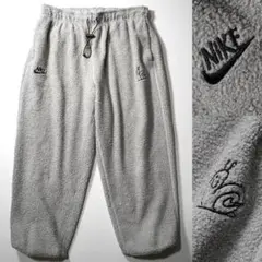 Nike ナイキ ダブルロゴ刺繍 フリースボアパンツ グレー　XL