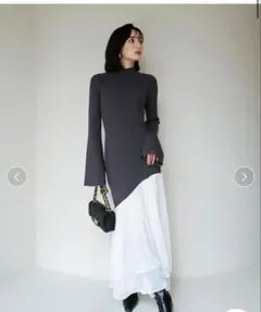 2601130 anuans ドッキングニットワンピース グレー Mサイズ