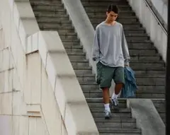 久米繊維 ビッグロングスリーブTシャツ 杢グレー