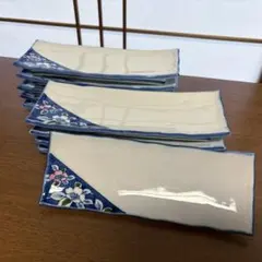 嘉泉　花柄　長皿　10枚　波縁　まとめ売り　隅絵　白のサムネイル