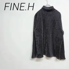 FINE.Hラメ入り黒系タートルネックセーター フリーカジュアル　☆2888