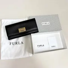 【美品・箱あり】FURLA フルラ 長財布 ターンロック レザー ブラック