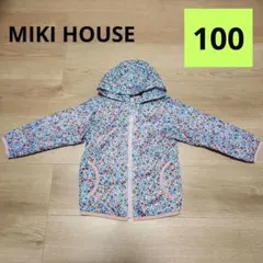 MikiHouseウィンドブレーカー100　ジャケット　青　花　キッズ