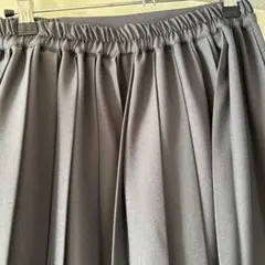 グレー プリーツスカート ゴムウエスト