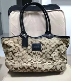 COACH ハンドバッグ シグネチャー ブラウン キャンバス F14385