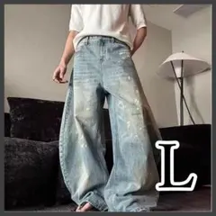 メンズ バギーデニム シルエット良 グレー ストリートシック y2k L