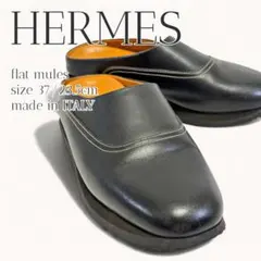 Hermès 黒 フラットシューズ ゴールドトゥ エルメス 23.5 - メルカリ