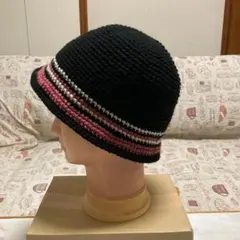 769【手編み】クラッシャーハット　バケットハット　ニット帽