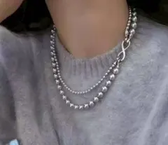 パールネックレス　二連　上品 重ね付け風 フォーマル 結婚式