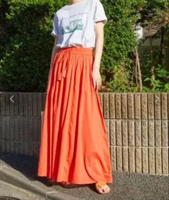 フリークスストア インドボイルドロストギャザースカート ロング M オレンジ