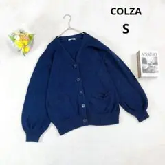 【コルザ】ボリューム袖カーディガン (Ｓ) ネイビー 厚手 Vネック 秋冬