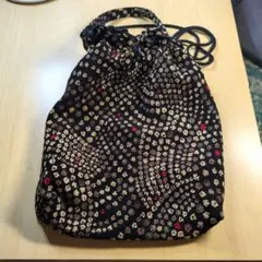 ドローストリング巾着袋 黒地模様