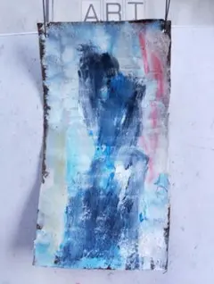 青色系 抽象画 油彩画 人物 - メルカリ
