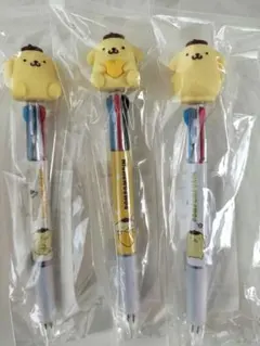 韓国限定　ポムポムプリン　3色ボールペン×3本　フィギュア付き　サンリオ