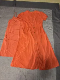 GU オレンジ シャツワンピース Mサイズ