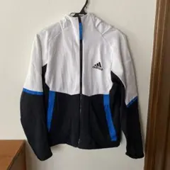 adidas フルジップジャージ 白/黒/青 メンズS 165cm