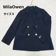 美品 ミラオーウェン 金釦 ダブルブレスト ブレザー 紺ブレ S