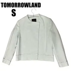 【美品】TOMORROWLAND ノーカラージャケット S ライトグリーン 麻