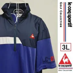 ルコック ゴルフ 紫 3L ハーフジップ 半袖シャツ ゴルフウエア ポロシャツ