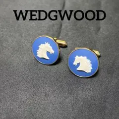 希少 WEDGWOOD ウェッジウッド カフス 馬 ホース ジャスパー 블루